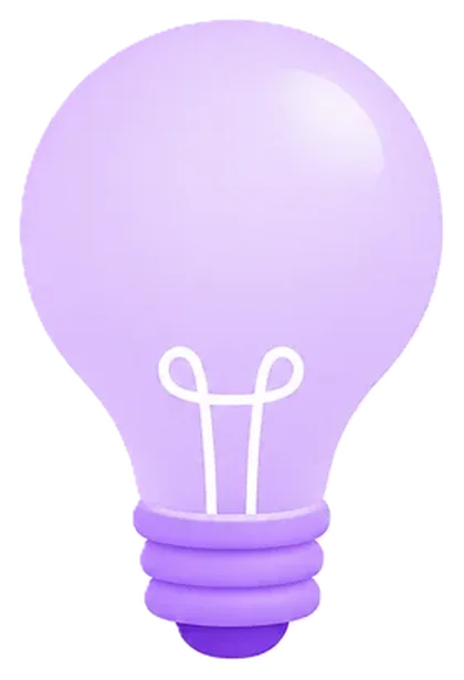Paarse gloeilamp bij het open boek van de PROFCOM Design kennisbank